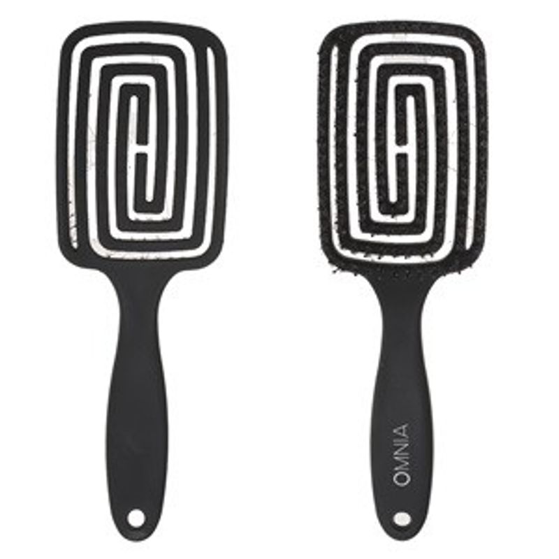 Ingrijire personala si Cosmetice - Ingrijire personala - Ingrijire par - Perii de par si piepteni - Perie de par antistatica, 25 cm, neagra, mat, cu model perforat - Infinity.ro