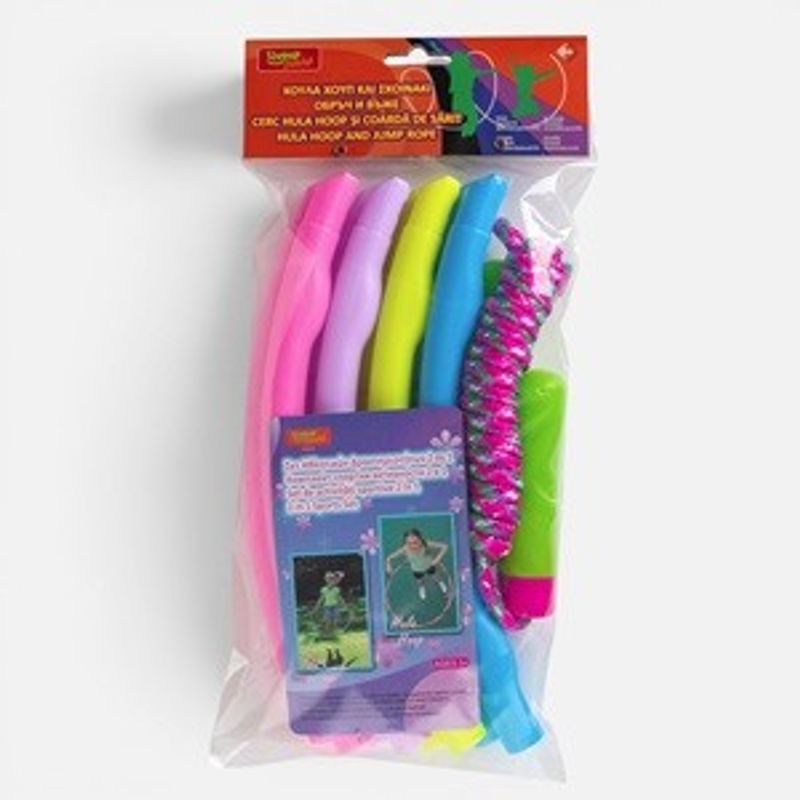 Jucarii, Copii si Bebe - Jucarii si jocuri - Jucarii de rol - Set joaca doctor - Set 2 in 1: Cerc Hula Hoop 65 cm si Coarda de Sarit 220 cm, Multicolor, Plastic - Infinity.ro