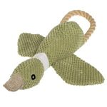 Jucarii, Copii si Bebe - Jucarii si jocuri - Jucarii de plus - Jucarie pentru caini, Rata verde cu sfoara si efecte sonore, 10x42 cm - Infinity.ro