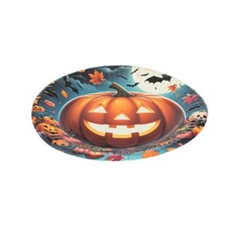 Casa si Gradina - Decoratiuni - Decoratiuni petrecere - Vesela pentru petrecere - Farfurii de Petrecere din Carton cu Model Dovleac, 18 cm, 6 buc - Infinity.ro