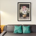 Casa si Gradina - Decoratiuni - Tablouri - Tablou in Ulei cu Vaza cu Flori, 50x70cm, Cadru Negru - Infinity.ro