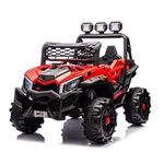 Jucarii, Copii si Bebe - Jucarii si jocuri - Vehicule si jucarii cu telecomanda - Masinute - Masinuta electrica de teren off-road, 12V, cu telecomanda, 3 faruri, rosie - Infinity.ro