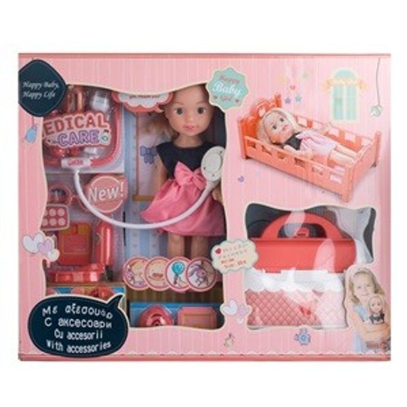 Jucarii, Copii si Bebe - Jucarii si jocuri - Papusi si accesorii - Papusi - Papusa Medic cu Trusa Medicala si Accesorii, 33 cm, Roz - Infinity.ro