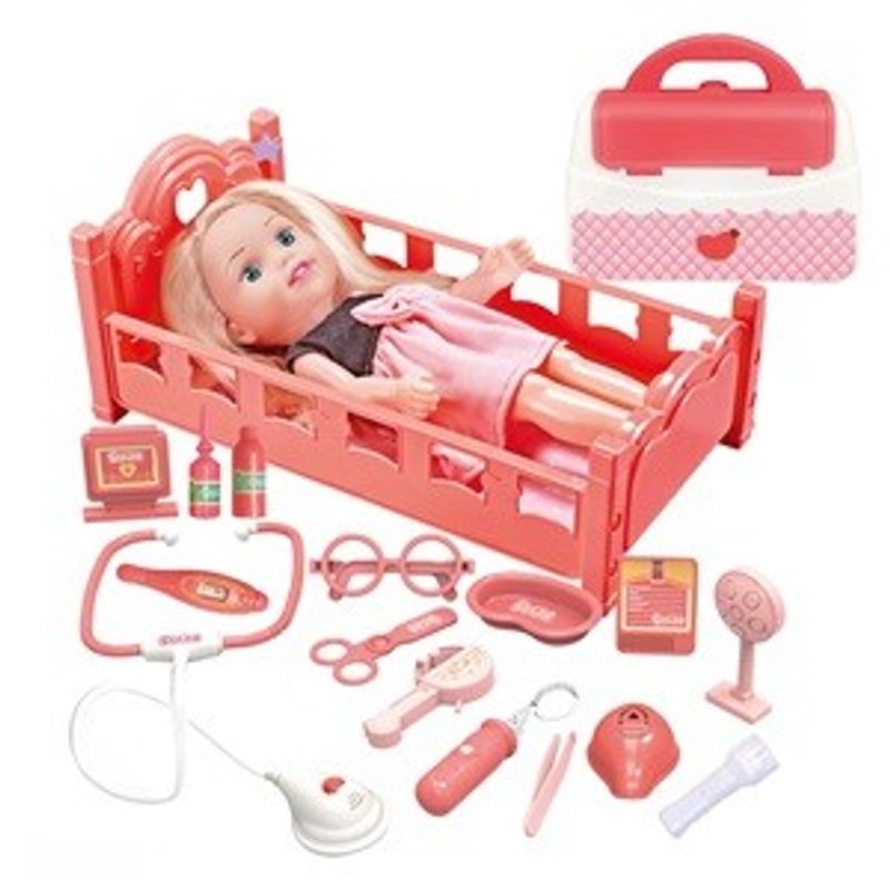 Jucarii, Copii si Bebe - Jucarii si jocuri - Papusi si accesorii - Papusi - Papusa Medic cu Trusa Medicala si Accesorii, 33 cm, Roz - Infinity.ro