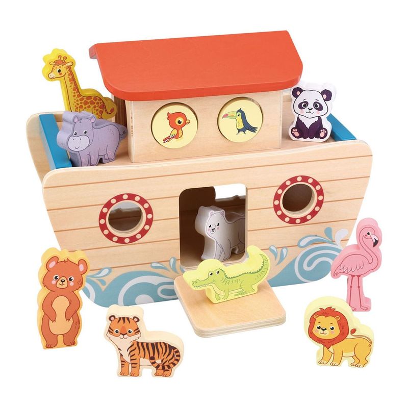 Jucarii, Copii si Bebe - Jucarii si jocuri - Jucarii & jocuri educative - Jocuri si jucarii educative - Jucarie educativa din lemn, Arca lui Noe cu 16 animale - Infinity.ro
