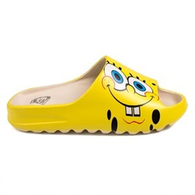 Fashion, accesorii si bijuterii - Femei - Incaltaminte femei - Slapi si papuci femei - Slapi de plaja tip slides, Galbeni cu model Sponge Bob, pentru femei - Infinity.ro