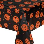 Casa si Gradina - Textile si covoare - Textile bucatarie - Fete de masa - Fata de masa de unica folosinta, Halloween, Neagra cu dovleci portocalii, 178x132 cm - Infinity.ro