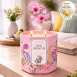 Casa si Gradina - Decoratiuni - Aromaterapie si lumanari - Lumanari si candele - Lumanare in borcan cu aroma de hibiscus roz, 2 fitiluri, 50h ardere - Infinity.ro