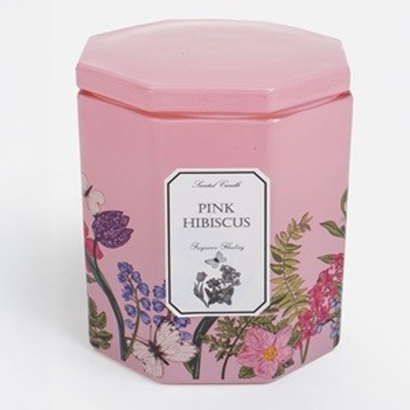 Casa si Gradina - Decoratiuni - Aromaterapie si lumanari - Lumanari si candele - Lumanare in borcan cu aroma de hibiscus roz, 2 fitiluri, 50h ardere - Infinity.ro