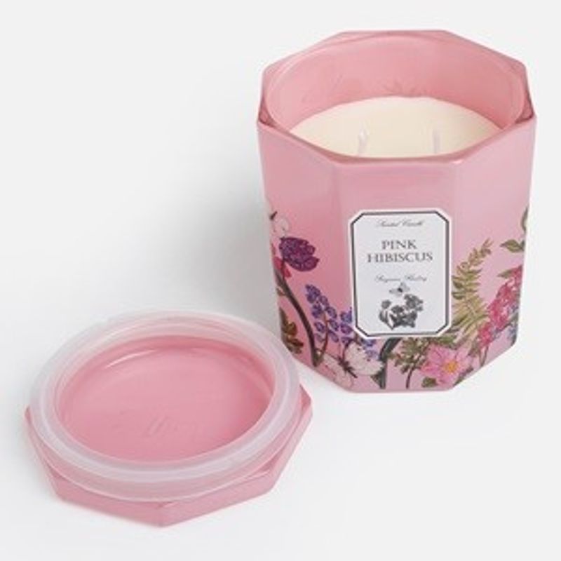 Casa si Gradina - Decoratiuni - Aromaterapie si lumanari - Lumanari si candele - Lumanare in borcan cu aroma de hibiscus roz, 2 fitiluri, 50h ardere - Infinity.ro