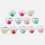 Fashion, accesorii si bijuterii - Copii - Accesorii copii - Bijuterii si ceasuri copii - Inele pentru copii cu pietre colorate, 12 buc, argintii, marime reglabila - Infinity.ro