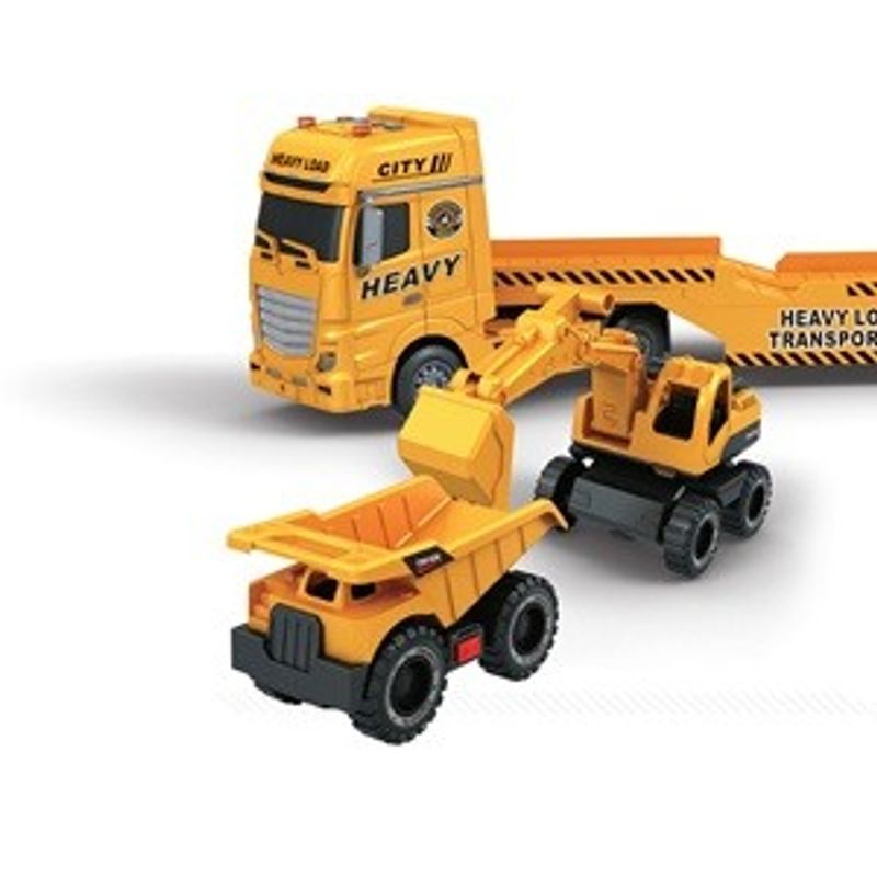 Jucarii, Copii si Bebe - Jucarii si jocuri - Vehicule si jucarii cu telecomanda - Utilaje constructie de jucarie - Set 2 Vehicule de Constructii cu Lumini si Sunete, Galben - Infinity.ro