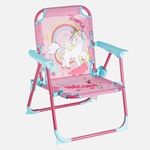 Casa si Gradina - Mobilier - Mobilier copii - Mobilier camera copiilor - Scaun pliabil pentru copii cu model Unicorn, 33x34x47cm, Roz - Infinity.ro