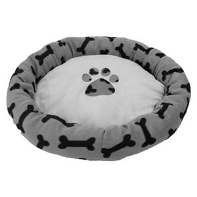 Casa si Gradina - Mobilier - Paturi si accesorii - Paturi - Pat Rotund Gri cu Model Oase pentru Caini - Infinity.ro