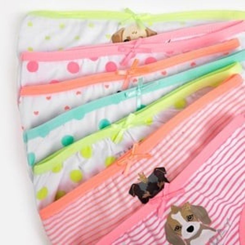 Fashion, accesorii si bijuterii - Copii - Lenjerie si pijamale copii - Lenjerie intima copii - Set Chiloti Albi cu Imprimeuri Zilele Saptamanii pentru Copii - 7 perechi - Infinity.ro