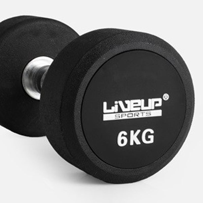 Sport si Outdoor - Fitness - Aparate fitness - Accesorii aparate fitness - Gantera 6 kg cu maner confortabil si capete din cauciuc - Infinity.ro
