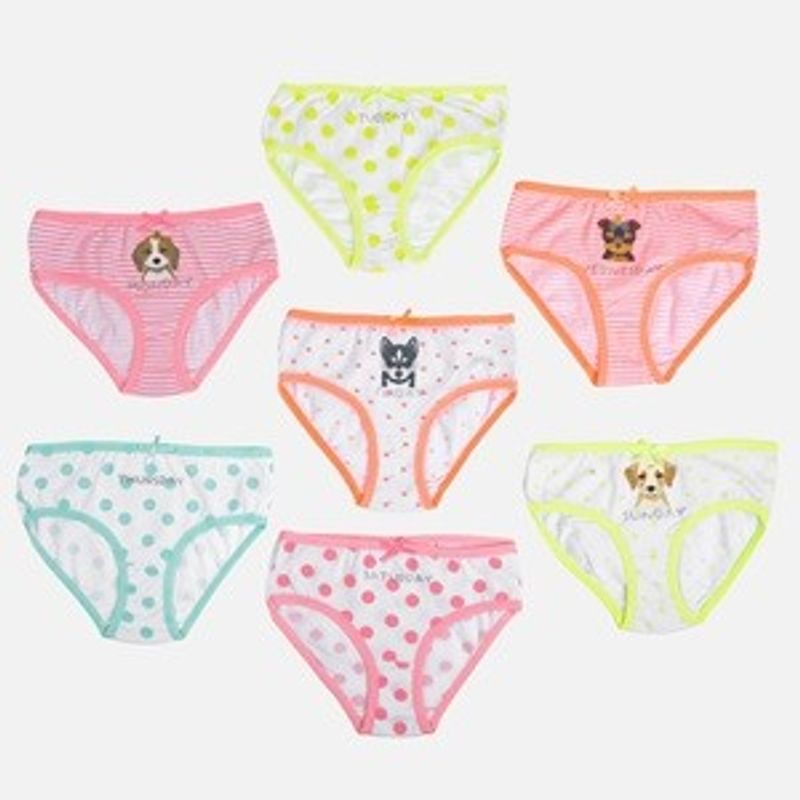 Fashion, accesorii si bijuterii - Copii - Lenjerie si pijamale copii - Lenjerie intima copii - Set Chiloti Albi cu Imprimeuri Zilele Saptamanii pentru Copii - 7 perechi - Infinity.ro