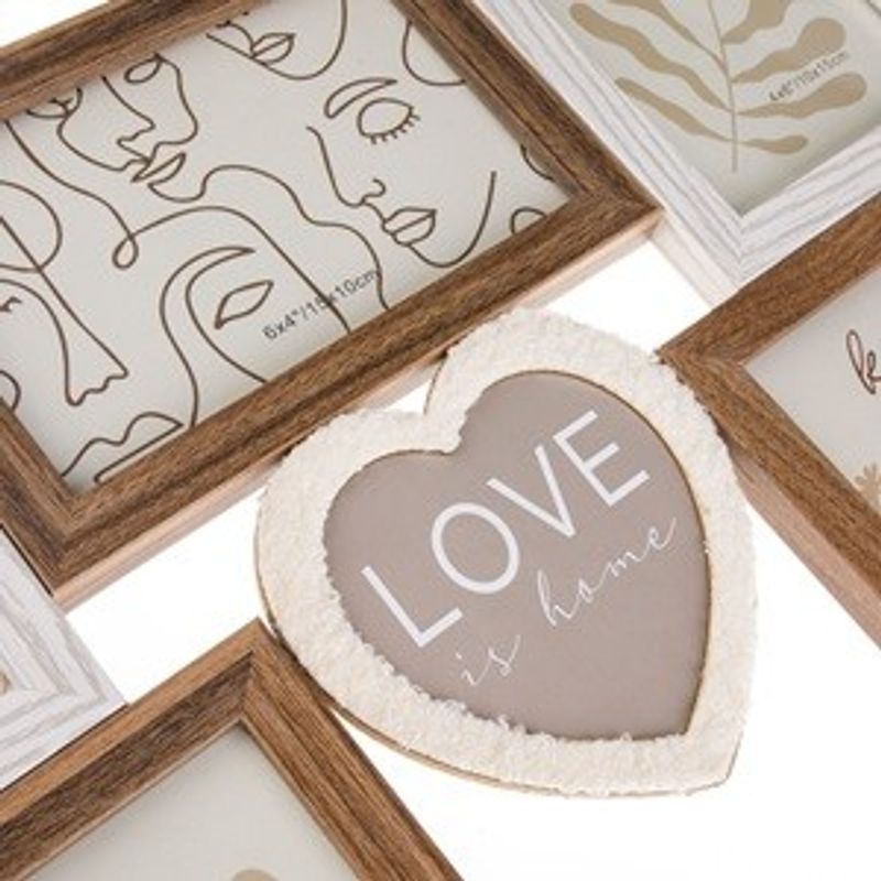 Casa si Gradina - Decoratiuni - Obiecte decorative - Accesorii decorative - Rama foto din lemn pentru 5 poze, maro, 45x29x1,5 cm - Infinity.ro
