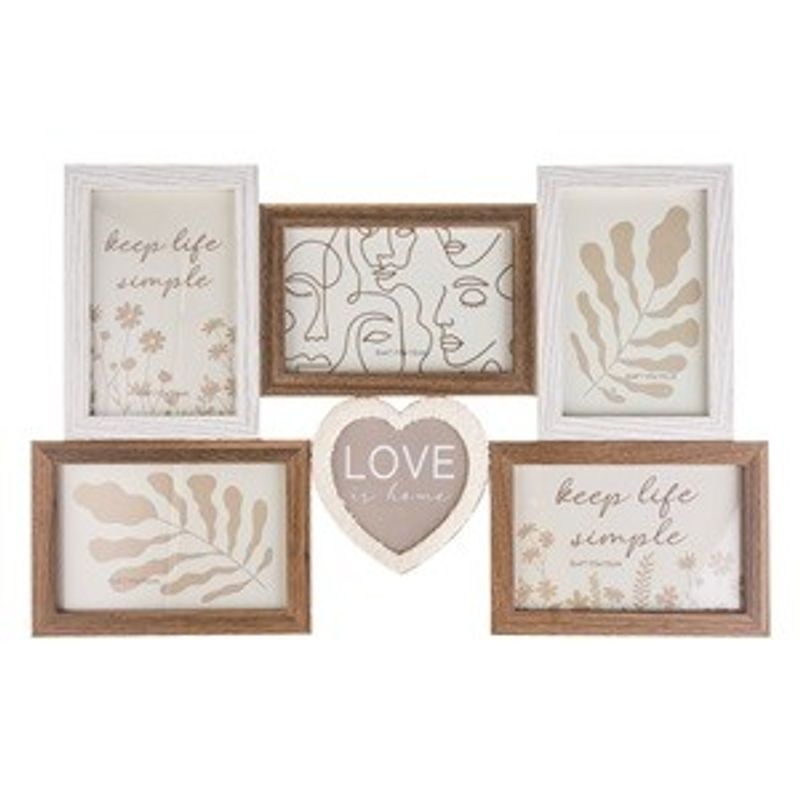 Casa si Gradina - Decoratiuni - Obiecte decorative - Accesorii decorative - Rama foto din lemn pentru 5 poze, maro, 45x29x1,5 cm - Infinity.ro