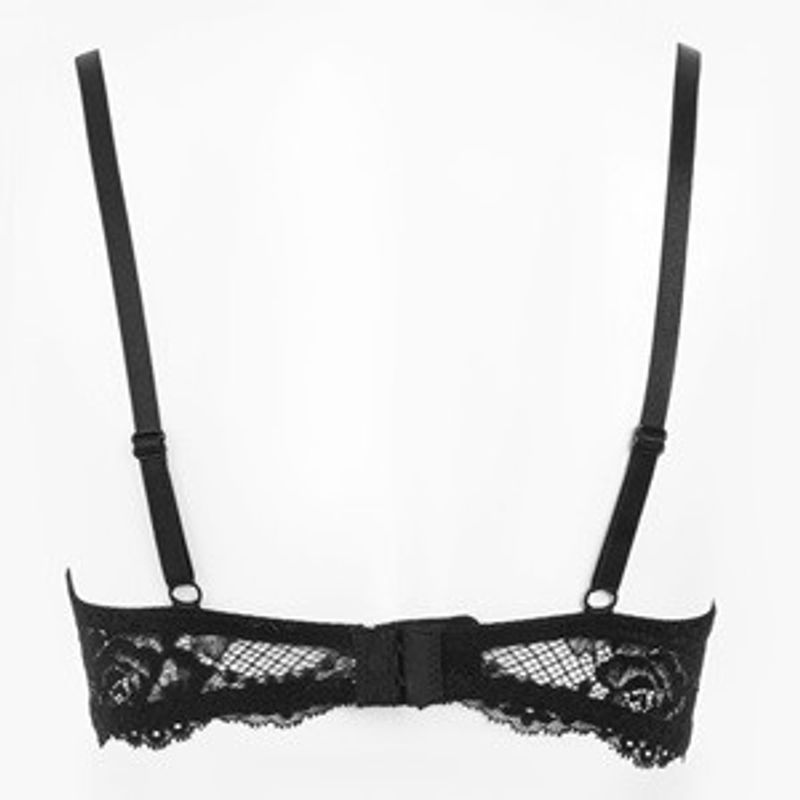 Fashion, accesorii si bijuterii - Femei - Lenjerie si pijamale femei - Lenjerie intima femei - Sutien cu dantela neagra, push-up, bretele ajustabile - Infinity.ro