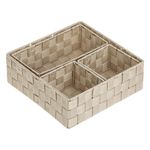 Jucarii, Copii si Bebe - Scutece si consumabile copii - Cutii si cosuri depozitare scutece - Set 4 Cosuri de Depozitare Bej, Tip Ratan cu Cadru Metalic, 3 Dimensiuni - Infinity.ro