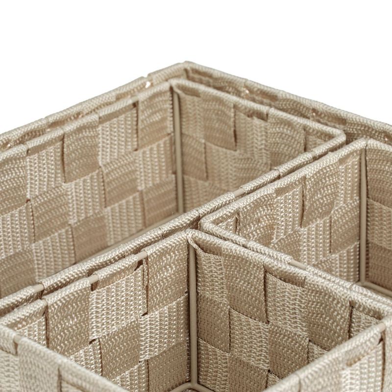 Jucarii, Copii si Bebe - Scutece si consumabile copii - Cutii si cosuri depozitare scutece - Set 4 Cosuri de Depozitare Bej, Tip Ratan cu Cadru Metalic, 3 Dimensiuni - Infinity.ro