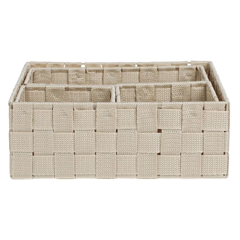 Jucarii, Copii si Bebe - Scutece si consumabile copii - Cutii si cosuri depozitare scutece - Set 4 Cosuri de Depozitare Bej, Tip Ratan cu Cadru Metalic, 3 Dimensiuni - Infinity.ro