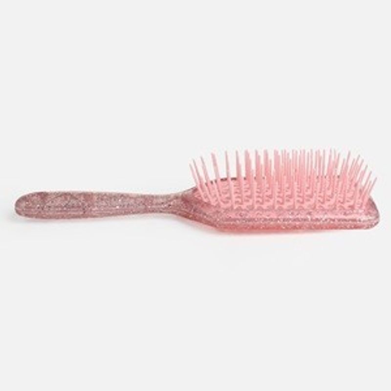 Ingrijire personala si Cosmetice - Ingrijire personala - Ingrijire par - Perii de par si piepteni - Perie de par cu glitter, model perforat, forma dreptunghiulara, roz/lila - Infinity.ro