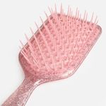Ingrijire personala si Cosmetice - Ingrijire personala - Ingrijire par - Perii de par si piepteni - Perie de par cu glitter, model perforat, forma dreptunghiulara, roz/lila - Infinity.ro
