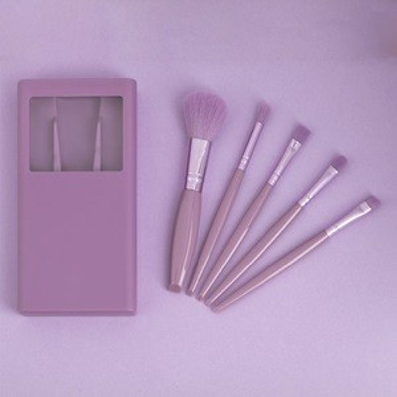 Ingrijire personala si Cosmetice - Machiaj - Aplicatoare si pensule machiaj - Set cu Pensule de Machiaj Mov, 6 Piese, Cutie cu Oglinda - Infinity.ro