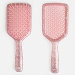Ingrijire personala si Cosmetice - Ingrijire personala - Ingrijire par - Perii de par si piepteni - Perie de par cu glitter, model perforat, forma dreptunghiulara, roz/lila - Infinity.ro