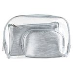 Ingrijire personala si Cosmetice - Machiaj - Portfarduri si genti cosmetice - Set 3 Portfarduri Argintii pentru Cosmetice - Infinity.ro