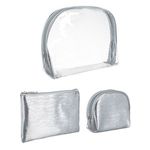 Ingrijire personala si Cosmetice - Machiaj - Portfarduri si genti cosmetice - Set 3 Portfarduri Argintii pentru Cosmetice - Infinity.ro