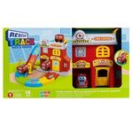 Jucarii, Copii si Bebe - Jucarii si jocuri - Jucarii bebelusi - Jucarii interactive bebelusi - Statie de Pompieri cu Vehicul, Piste de Construit, Jucarie Prescolari, Plastic, Rosu - Infinity.ro