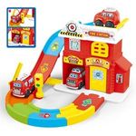 Jucarii, Copii si Bebe - Jucarii si jocuri - Jucarii bebelusi - Jucarii interactive bebelusi - Statie de Pompieri cu Vehicul, Piste de Construit, Jucarie Prescolari, Plastic, Rosu - Infinity.ro