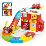 Jucarii, Copii si Bebe - Jucarii si jocuri - Jucarii bebelusi - Jucarii interactive bebelusi - Statie de Pompieri cu Vehicul, Piste de Construit, Jucarie Prescolari, Plastic, Rosu - Infinity.ro