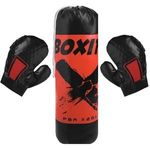 Sport si Outdoor - Echipament Sportiv - Accesorii echipament sportiv - Manusi sport - Sac de box cu manusi, 14x45 cm, rosu-negru - Infinity.ro