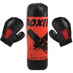 Sport si Outdoor - Echipament Sportiv - Accesorii echipament sportiv - Manusi sport - Sac de box cu manusi, 14x45 cm, rosu-negru - Infinity.ro
