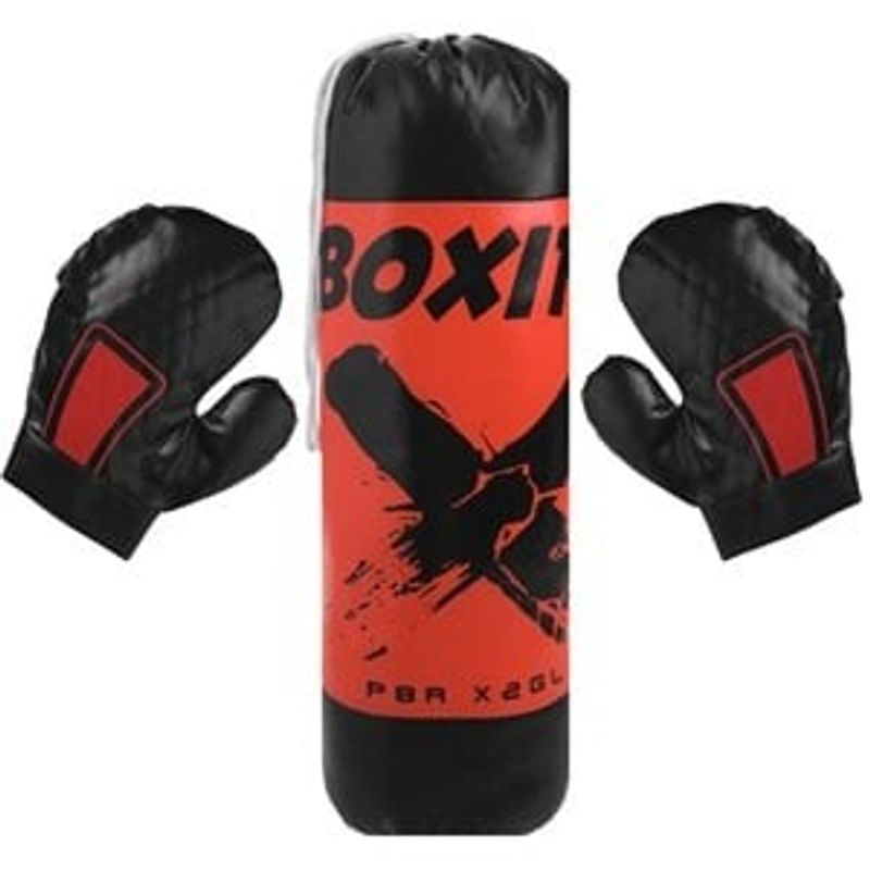 Sport si Outdoor - Echipament Sportiv - Accesorii echipament sportiv - Manusi sport - Sac de box cu manusi, 14x45 cm, rosu-negru - Infinity.ro
