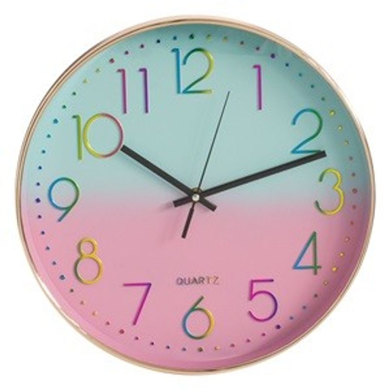 Casa si Gradina - Decoratiuni - DIY - Sabloane decorative pereti - Ceas Decorativ de Perete Metal cu Efect Ombre Multicolor - Infinity.ro