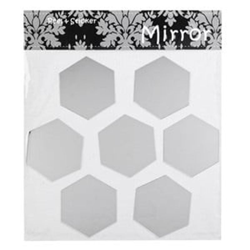 Casa si Gradina - Decoratiuni - DIY - Sabloane decorative pereti - Set Oglinzi Acrilice Hexagonale Autoadezive 7x7cm Argintiu - Infinity.ro