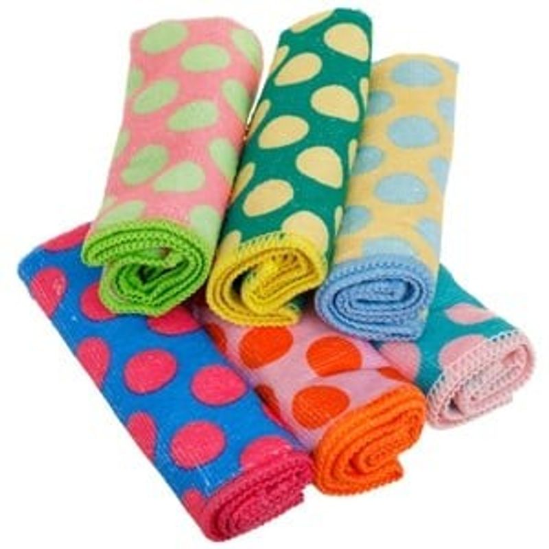 Market - Curatenie si intretinere casa - Produse bucatarie - Lavete si bureti - Lavete din Microfibre cu Model Buline, 30x30 cm, Set 6 buc, Multicolore - Infinity.ro