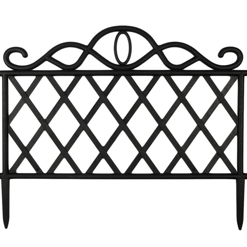 Casa si Gradina - Decoratiuni - Obiecte decorative - Accesorii decorative - Gard Decorativ din Plastic, Set 3 buc, Negru, 47.5x36cm - Infinity.ro