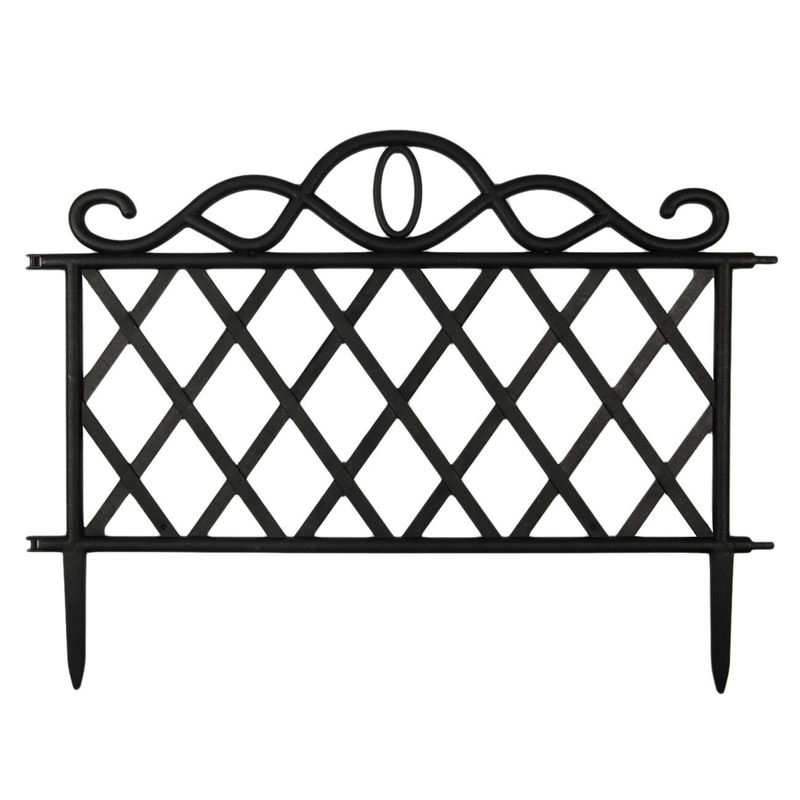 Casa si Gradina - Decoratiuni - Obiecte decorative - Accesorii decorative - Gard Decorativ din Plastic, Set 3 buc, Negru, 47.5x36cm - Infinity.ro