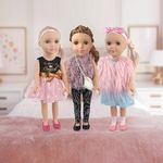 Jucarii, Copii si Bebe - Jucarii si jocuri - Papusi si accesorii - Papusi - Papusa Fashion cu Vesta Roz din Imitatie de Blana si Panglica de Par, 45 cm - Infinity.ro