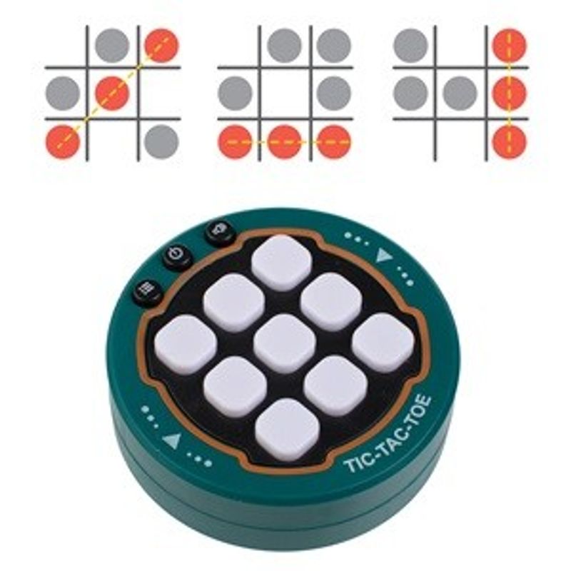 Jucarii, Copii si Bebe - Jucarii si jocuri - Jocuri si puzzle - Jocuri de societate - Joc Electronic Tic Tac Toe, Rotund, Petrol, 8 Niveluri, 1-2 Jucatori - Infinity.ro