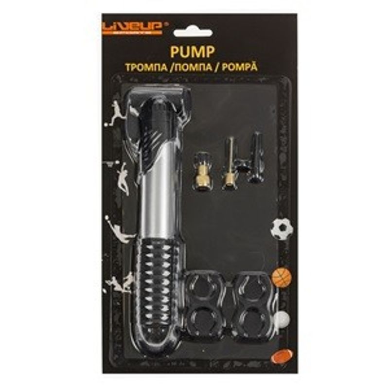 Sport si Outdoor - Sporturi de echipa - Fotbal - Porti fotbal - Pompa manuala de umflat cu accesorii, 6 piese, 22 cm, argintie - Infinity.ro