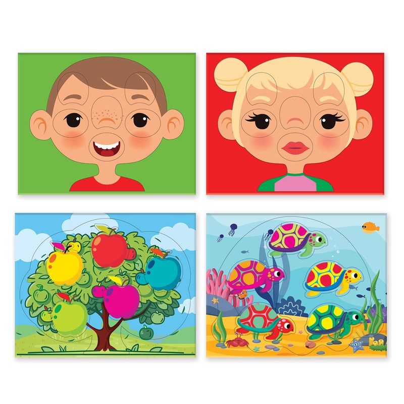 Jucarii, Copii si Bebe - Jucarii si jocuri - Jucarii & jocuri educative - Jocuri si jucarii educative - Joc Educativ Potriveste Formele, 4 Cartonase si 22 Carduri Puzzle - Infinity.ro