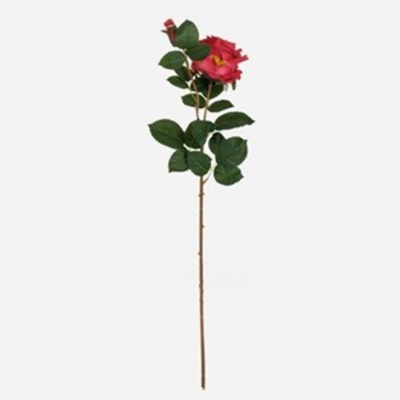 Casa si Gradina - Decoratiuni - Obiecte decorative - Plante artificiale - Ramura decorativa de trandafir rosu, 68 cm, cu 2 flori - Infinity.ro