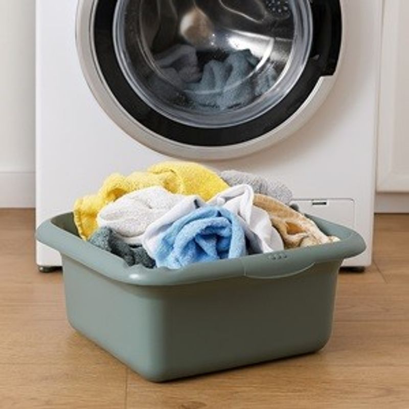Casa si Gradina - Mobilier - Organizare si depozitare - Cosuri de gunoi - Lighean patrat din plastic, 14L, Kaki - Infinity.ro